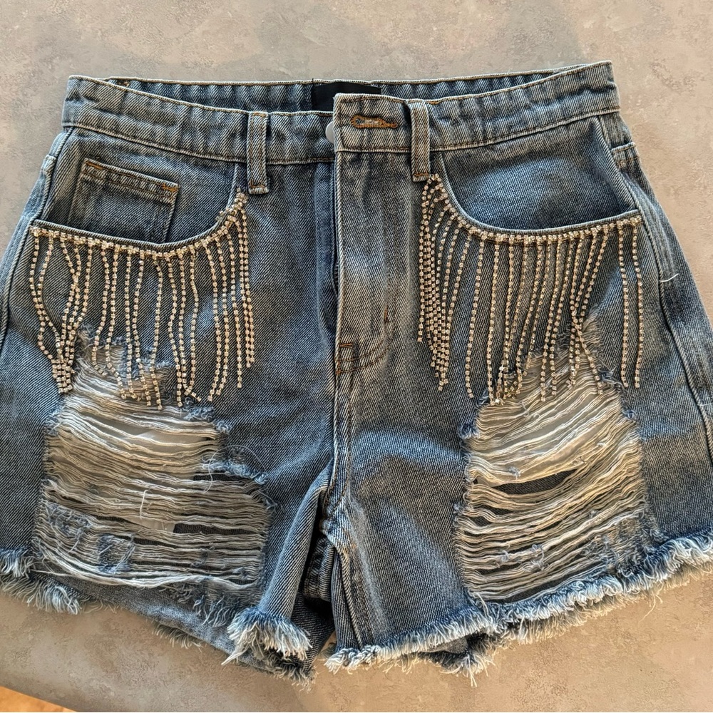 *NEVER WORN* Vici Shorts - Rhinestone Cowgirl Distress - Denim